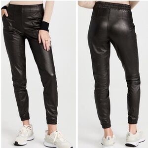 SPANX Faux Leather Black Jogger Pants Vegan Size XS
